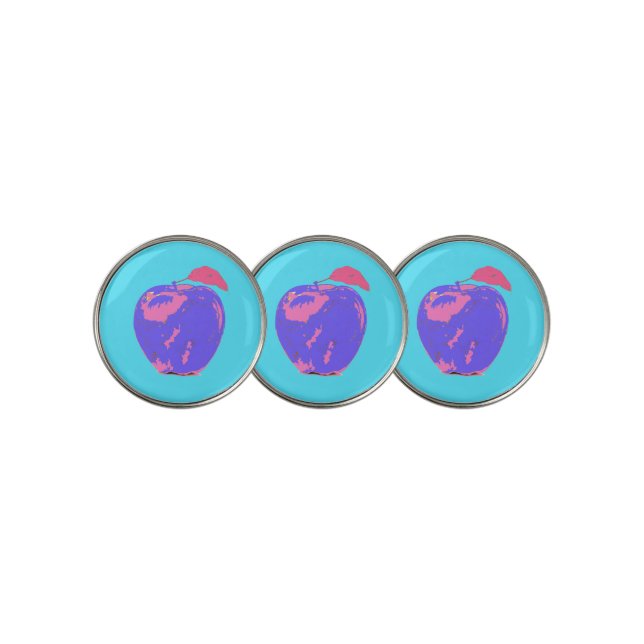 Purple Apple Pop Art Golf Ball Marker (3 Up)