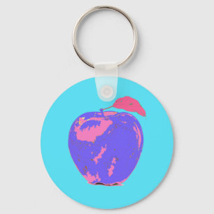 Purple Apple Pop Art Keychain