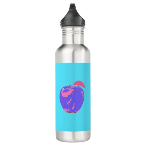 Purple Apple Pop Art Stainless Steel Water Bottle