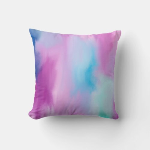 Purple  aqua and blue abstract throw pillow