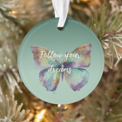Purple Aqua Blue Gold Mint Butterflies Ornament