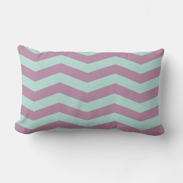 Purple/Aqua Chevron Throw Pillow (Front)