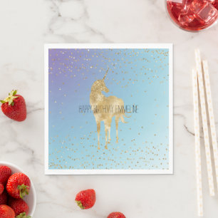 Purple Aqua Gold Sparkle Unicorn Napkins