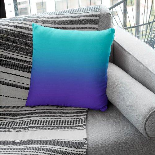 Purple Aqua Gradient Throw Pillow