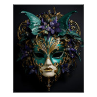 Purple Aqua Masquerade Masks Mardi Gras Drama