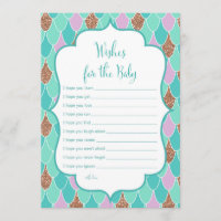 Purple Aqua Mermaid Baby Shower Game Invitation