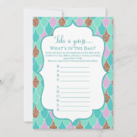 Purple Aqua Mermaid Baby Shower Game Invitation