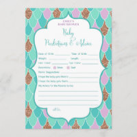 Purple Aqua Mermaid Baby Shower Game Invitation