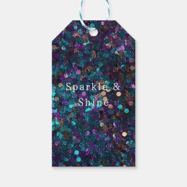 Purple Aqua Mermaid Sparkle Gift Tags (Front)