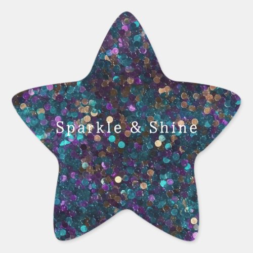 Purple Aqua Mermaid Sparkle Star Sticker