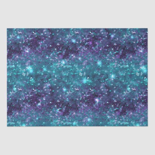 Purple Aqua Mermaid Sparkle Tissue Paper (Front)