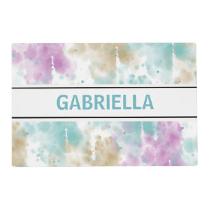 Purple Aqua Mint Pink Cream Abstract Placemat
