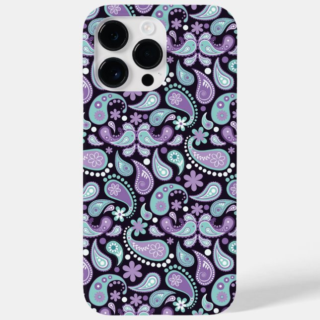 PURPLE & AQUA PAISLEY PATTERNS Case-Mate iPhone CASE (Back)