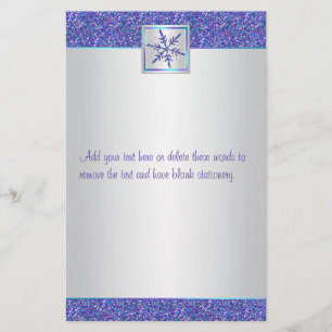 Purple Aqua Silver Snowflake Wedding Stationery