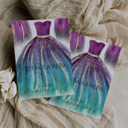 Purple Aqua Teal Ombre Mermaid Dress Quinceanera Invitation