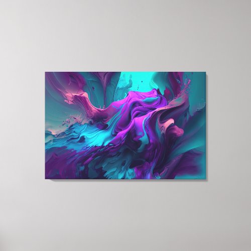 Purple Aqua Turquoise Beautiful Abstract Fluid Art Canvas Print