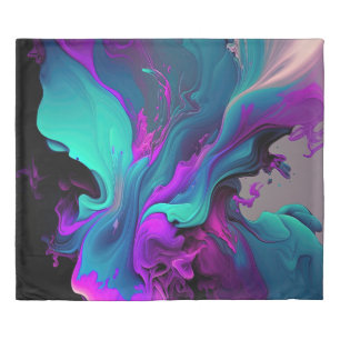 Purple Aqua Turquoise Beautiful Abstract Fluid Art Duvet Cover
