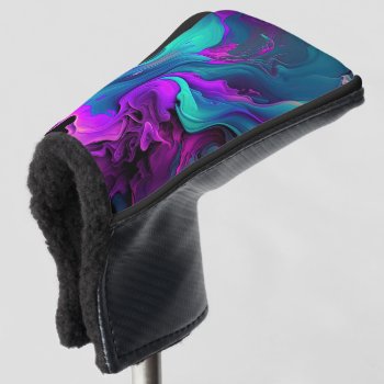 Purple Aqua Turquoise Beautiful Abstract Fluid Art Golf Head Cover by azlaird at Zazzle