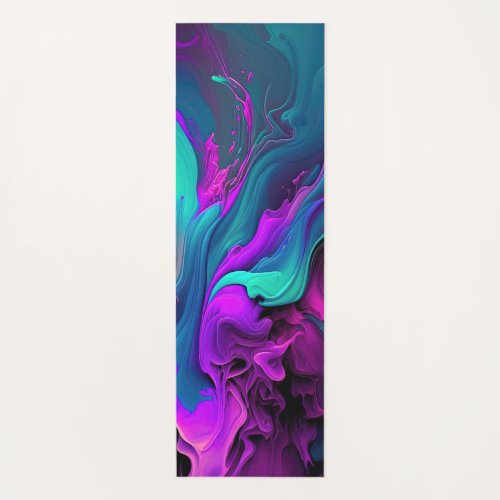 Purple Aqua Turquoise Beautiful Abstract Fluid Art Yoga Mat