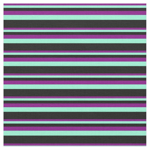 Purple, Aquamarine & Black Colored Pattern Fabric