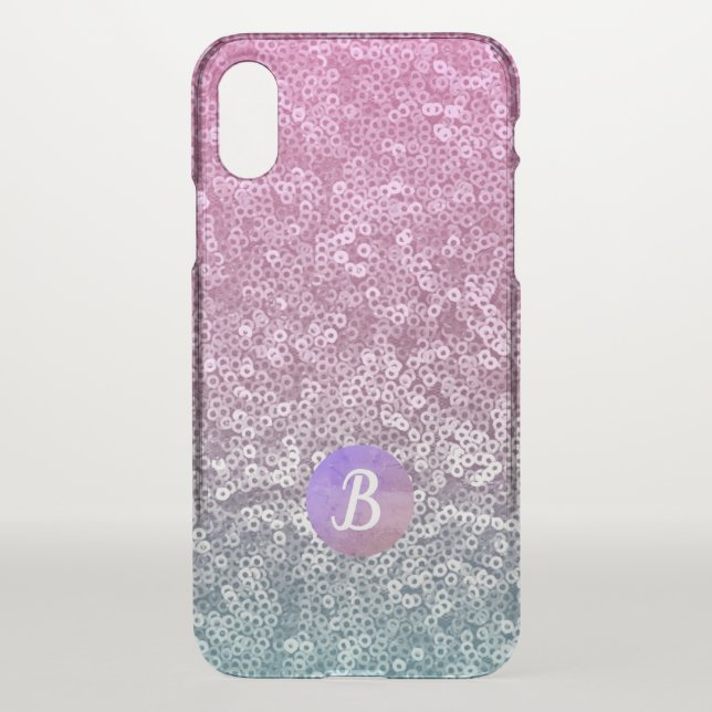 Purple Aquamarine Blended Sparkly Monogram Uncommon iPhone Case (Back)