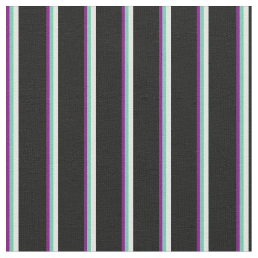 Purple, Aquamarine, Light Cyan & Black Pattern Fabric