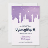 Purple Arabian Nights Watercolor Quinceañera Invitation (Front)