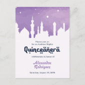 Purple Arabian Nights Watercolor Quinceañera Postcard (Front)