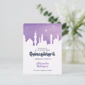 Purple Arabian Nights Watercolor Quinceañera Postcard (Standing Front)
