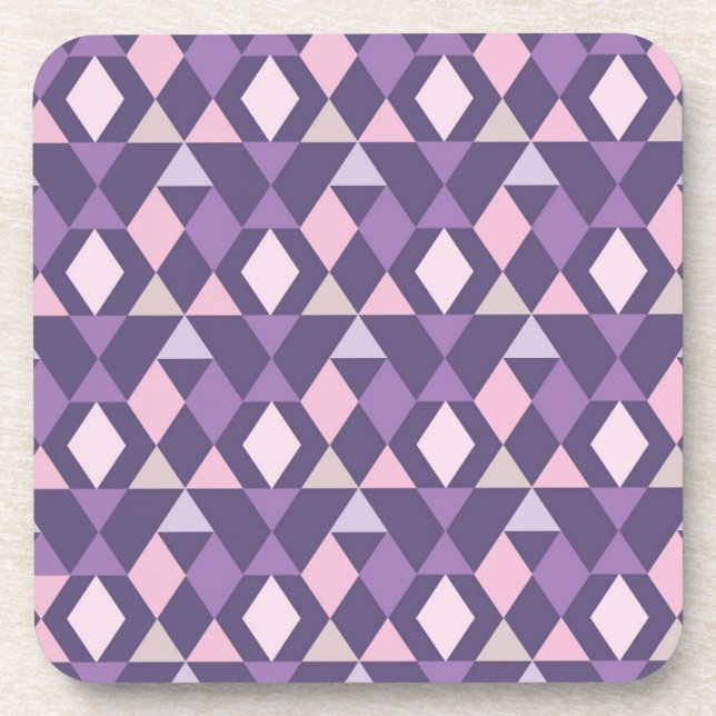 Purple Arabic Geometric Pattern Beverage Coaster (Front)