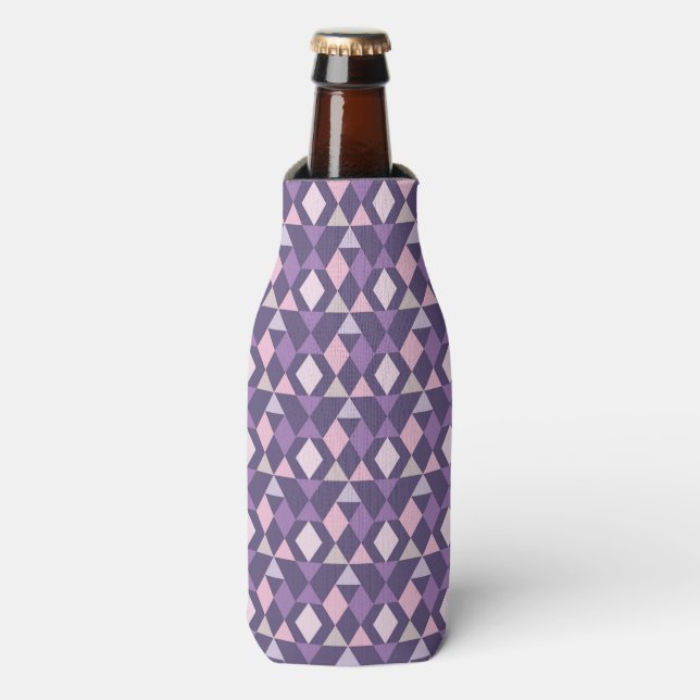 Purple Arabic Geometric Pattern Bottle Cooler (Bottle Front)