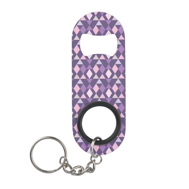 Purple Arabic Geometric Pattern Keychain Bottle Opener (Front)