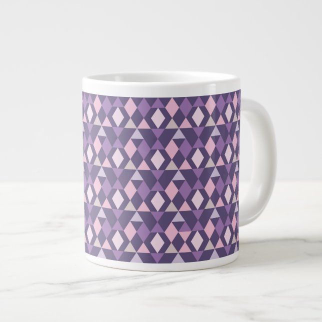 Purple Arabic Geometric Pattern Large Coffee Mug (Front Right)