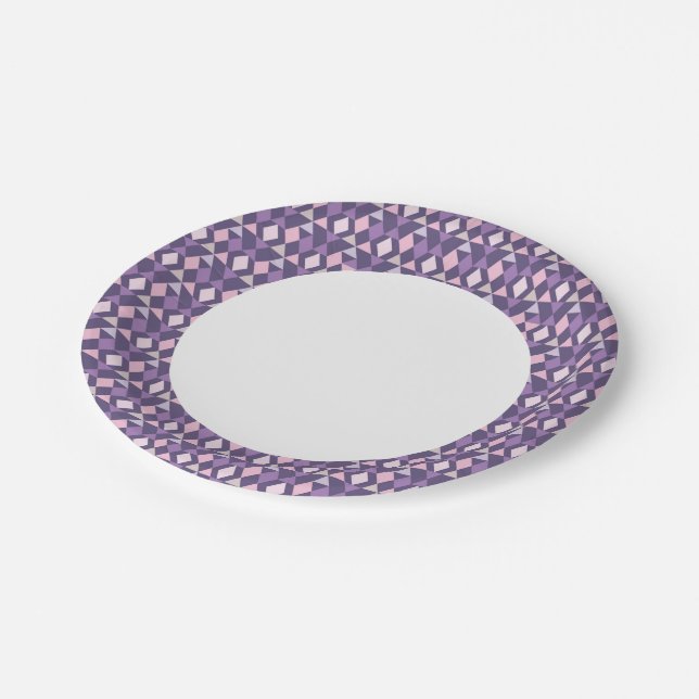 Purple Arabic Geometric Pattern Paper Plates (Angled)