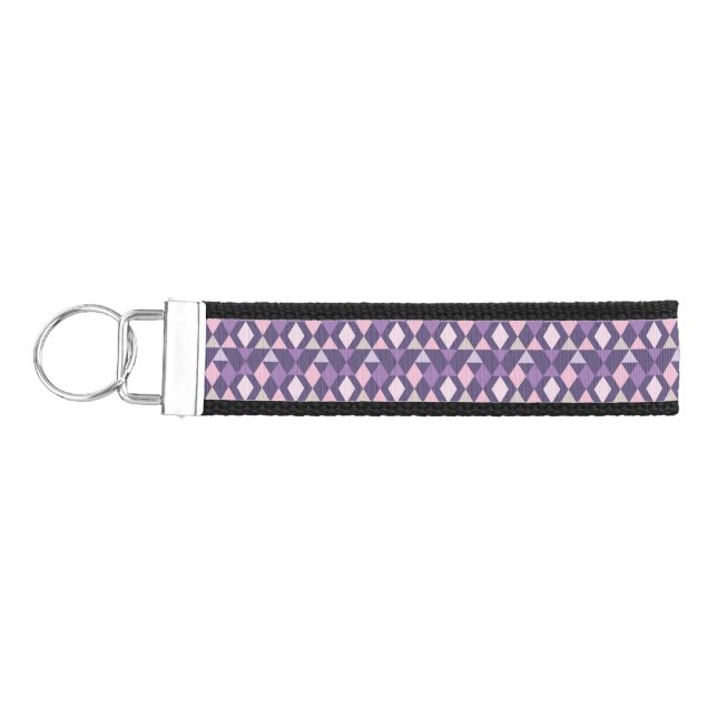 Purple Arabic Geometric Pattern Wrist Keychain (Keys on Left)