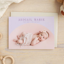 Purple Arch Frame Birth Announcement Card