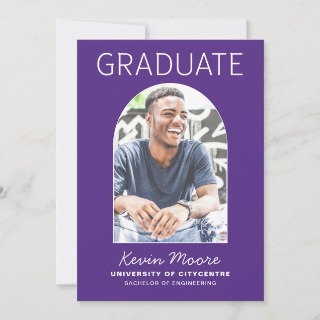 Purple Arch Photo Graduation Invitation (Front)