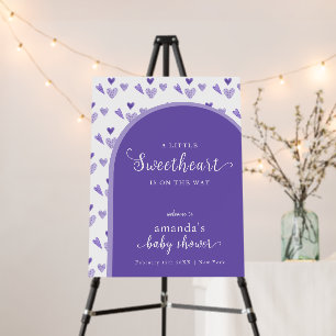 Purple Arch Sweetheat Baby Shower Welcome Sign