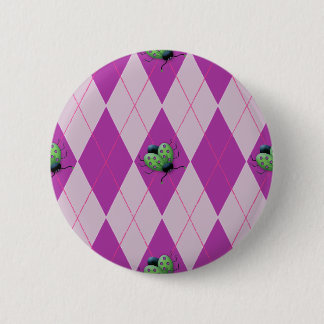 Purple Arglye Ladybug Pinback Button