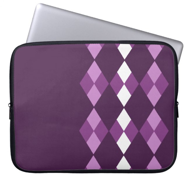 Purple argyle laptop sleeve (Front)