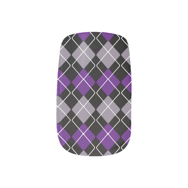 Purple Argyle Minx Nail Art (Left Thumb)