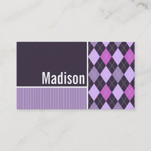 Customizable Purple Argyle Pattern Business Card Templates