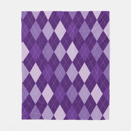 Purple argyle pattern fleece blanket