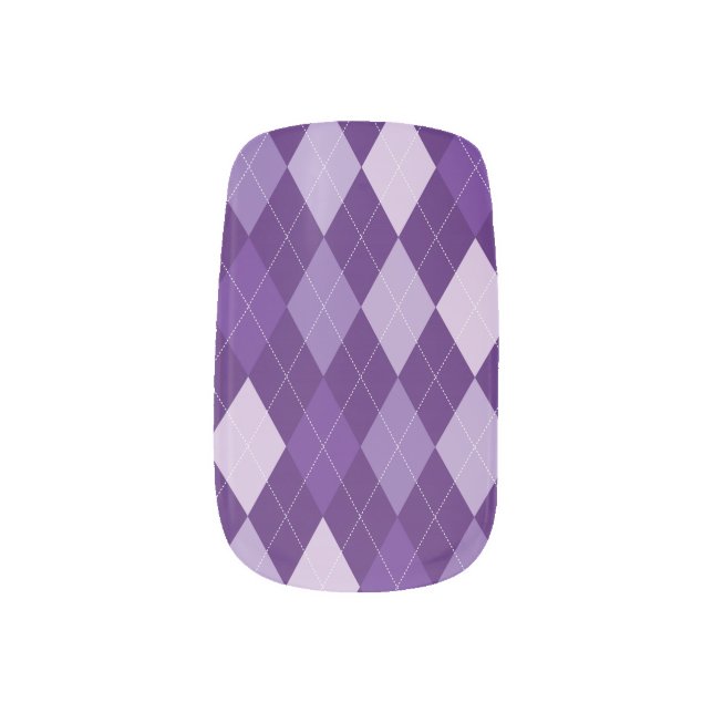 Purple argyle pattern minx nail wraps (Right Thumb)