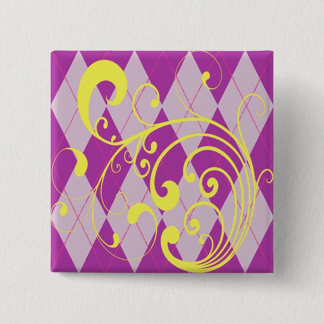 Purple Argyle Swirl Button (Front)