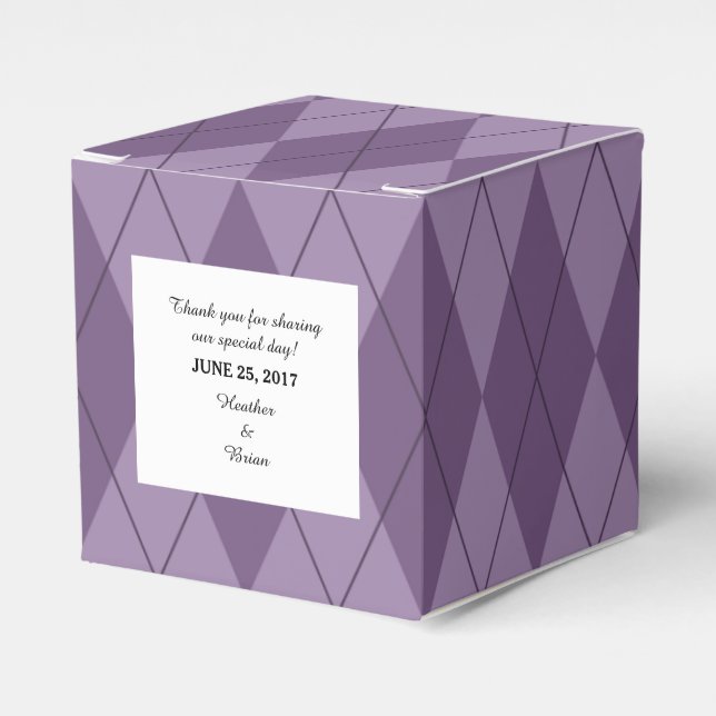 Purple Argyle Wedding Favor Boxes (Front Side)