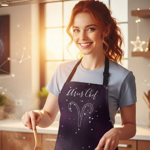 Purple Aries Astrology Constellation Zodiac Apron