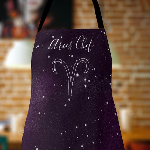 Purple Aries Astrology Constellation Zodiac Apron