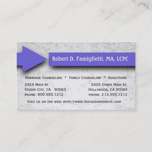 Customizable Purple Arrow Counseling Service Business Card