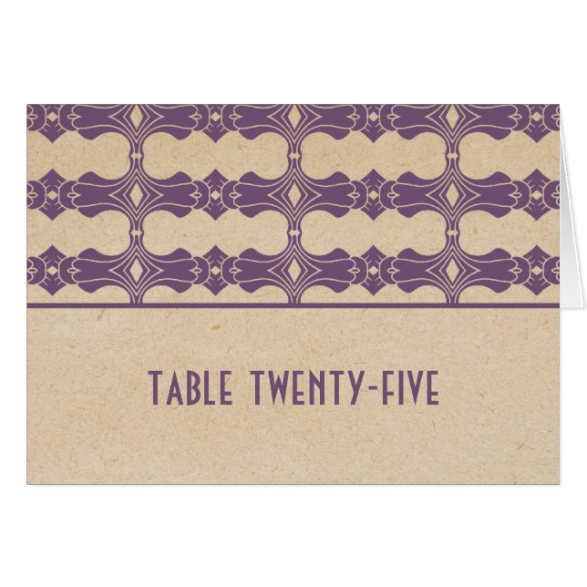 Purple Art Deco Border Table Number Card (Front Horizontal)